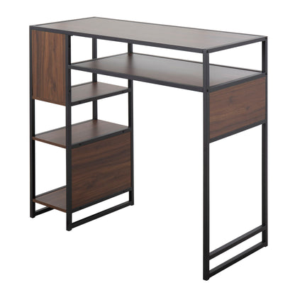 Display Farmhouse Bar Height Table With Storage Space - Black / Walnut