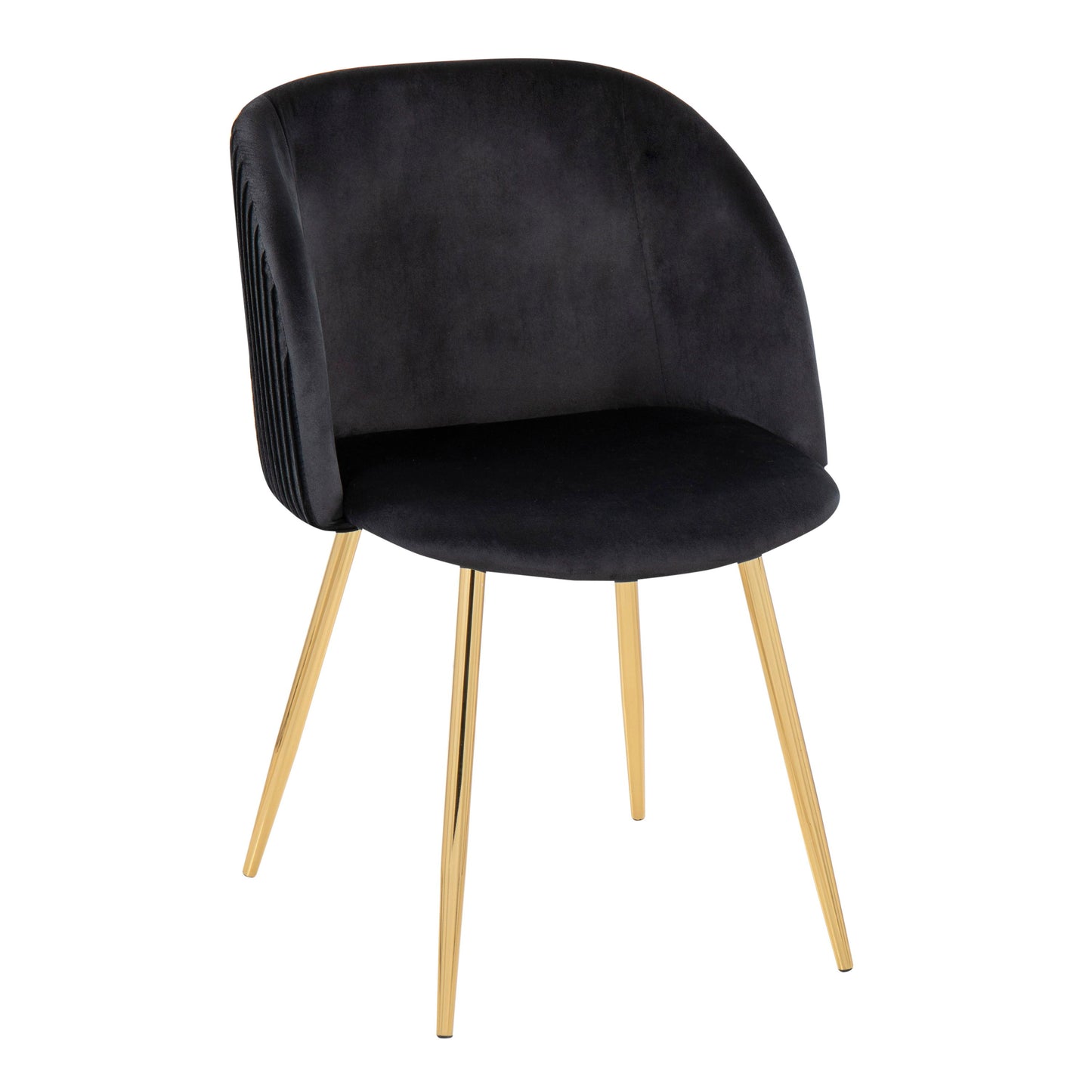 Fran - Pleated Contemporary Chair (Set of 2) - Gold / Pleated Black