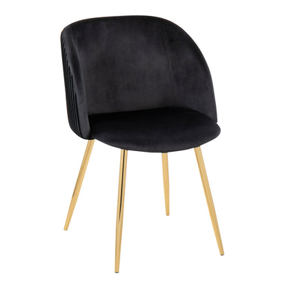 Fran - Pleated Contemporary Chair (Set of 2) - Gold / Pleated Black