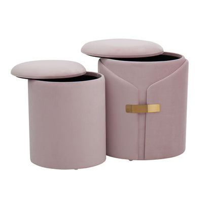Dahlia - Contemporary / Glam Nesting Ottoman Set - Blush Pink