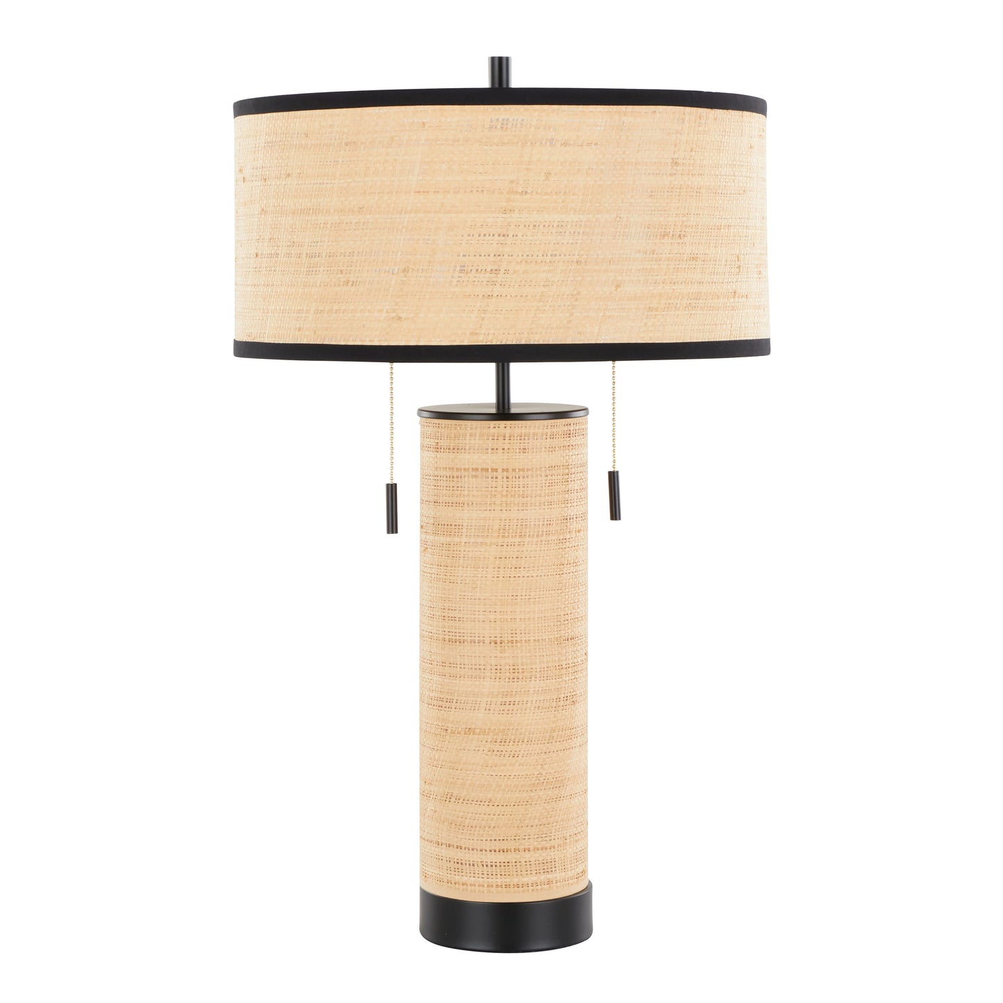 Cylinder - Rattan Contemporary Rattan Table Lamp - Black / Natural