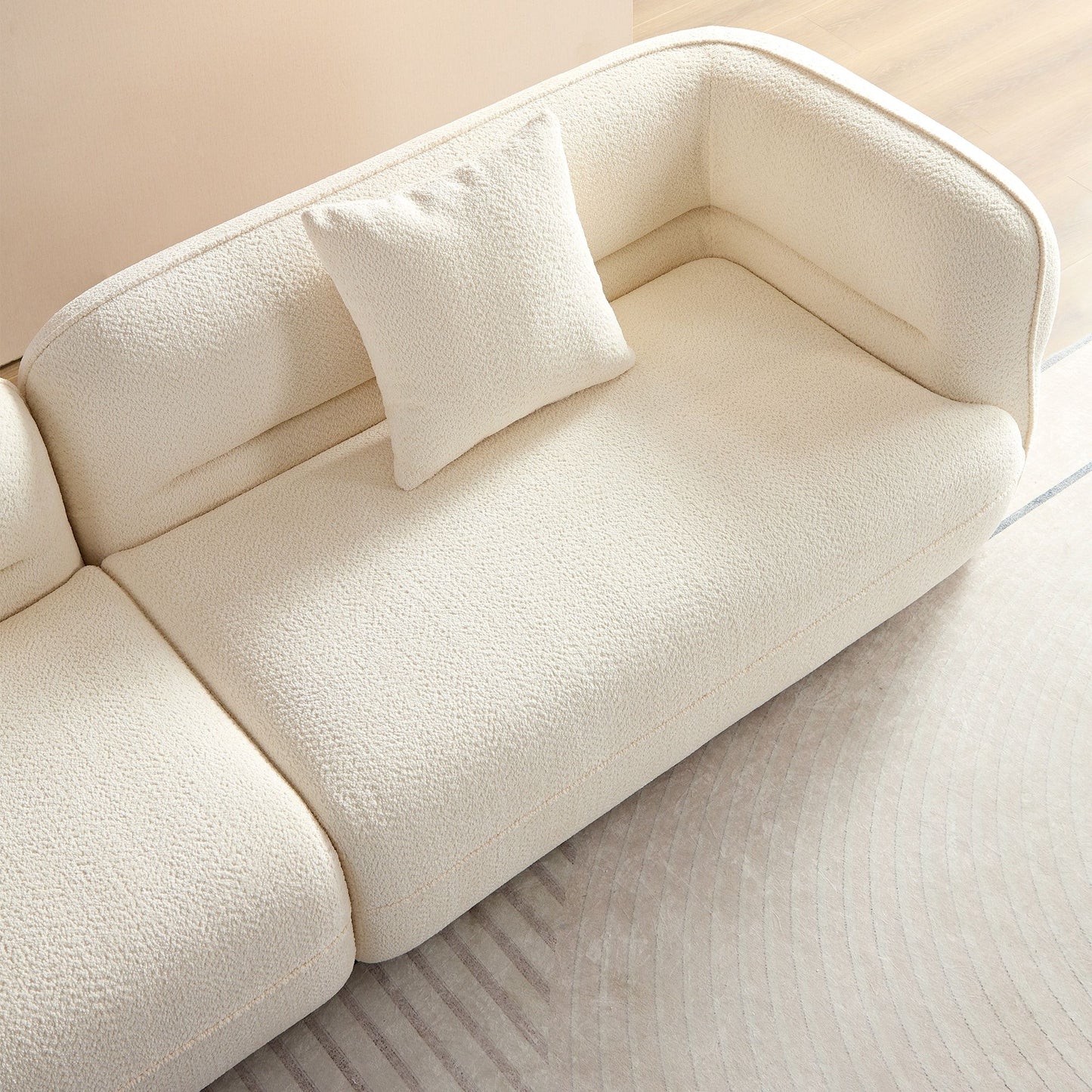 Sectional Sofa, Durable Fabric, Solid Wood Frame, High Density Sponge Filler - White