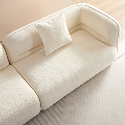 Sectional Sofa, Durable Fabric, Solid Wood Frame, High Density Sponge Filler - White