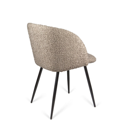 Adjust Legs Upholstered Teddy Faux Fur Dining Armrest Chair (Set of 2) - Light Brown
