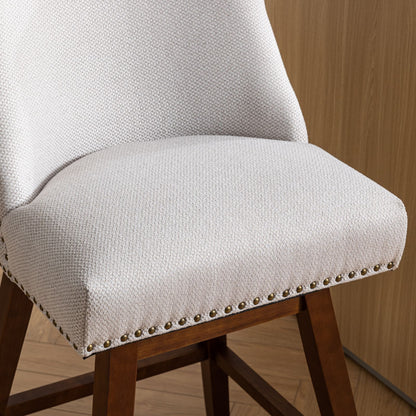 Counter Height Swivel Barstools, Upholstered Bar Stools (Set of 2) - Ivory