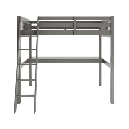 Everest - Twin Size Loft Bed Frame With Stairs High Loft Bed With Desk And Storage, Solid Wood - Gray