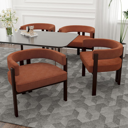 Modern Accent Chair Teddy Upholstered Armchair Open Back 3 Legs Barrel Dining Chair - Orange