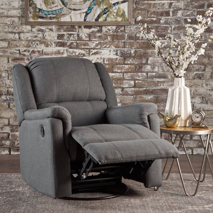 Glider Recliner With Swivel, Manual Reclining Chair - Charcoal