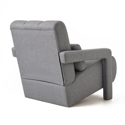 Modern Upholstered Accent Chair, Comfortable Linen Fabric With A Pillow For Living Room.Linen - Dark Gray
