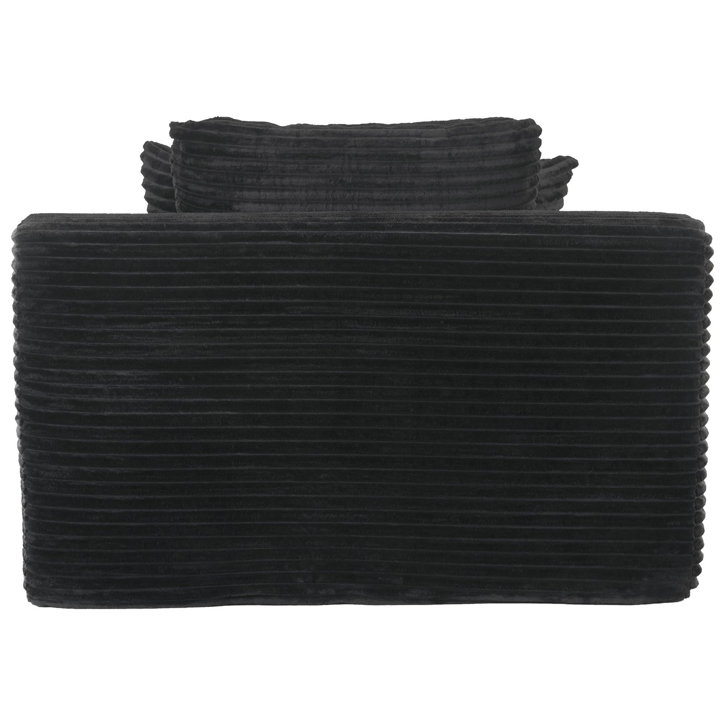 Modern Corduroy Chaise Lounge Sofa Bed With Removable Pillows, Upholstered Sleeper Sofa - Black