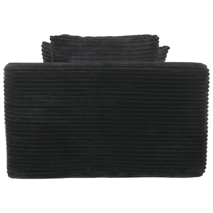 Modern Corduroy Chaise Lounge Sofa Bed With Removable Pillows, Upholstered Sleeper Sofa - Black