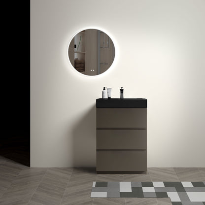 Alice - 24" Bathroom Vanity With Sink, Large Storage Freestanding Bathroom Vanity For Modern Bathroom, One-Piece Black Sink Basin Without Drain And Faucet - Black / Gray