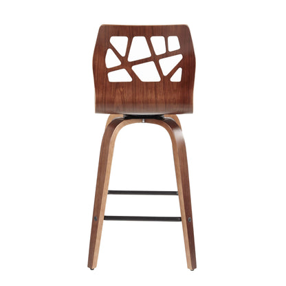 Folia - Mid-Century Modern Counter Stool (Set of 2) - Walnut / Teal