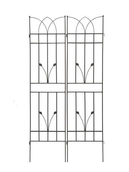 2 Pack Metal Garden Trellis Rustproof Trellis For Climbing Plants Outdoor Flower Support - Brown