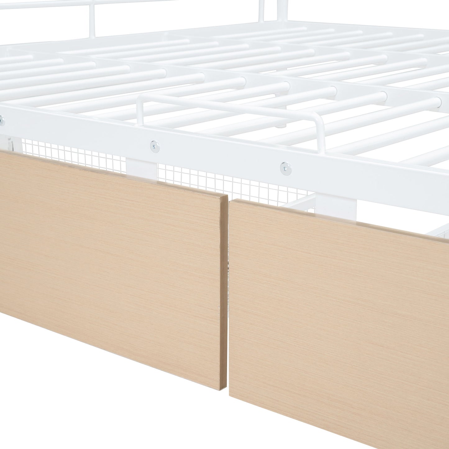 Full Long Over Queen Bunk Bed With 2 Drawers - White