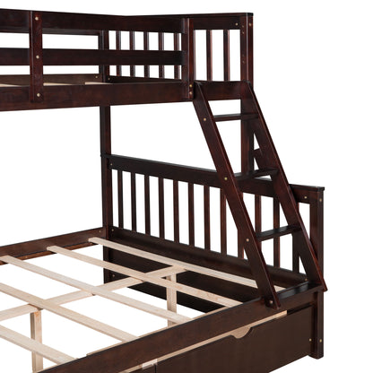 Twin Over Full Bunk Bed With Ladders And Two Storage Drawers - Espresso