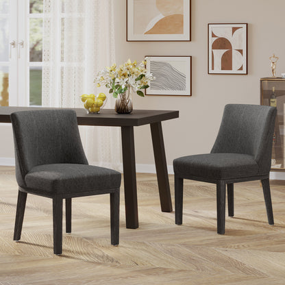 Modern Rustic Dining Chair (Set of 2) With Solid Wood Frame - Charcoal