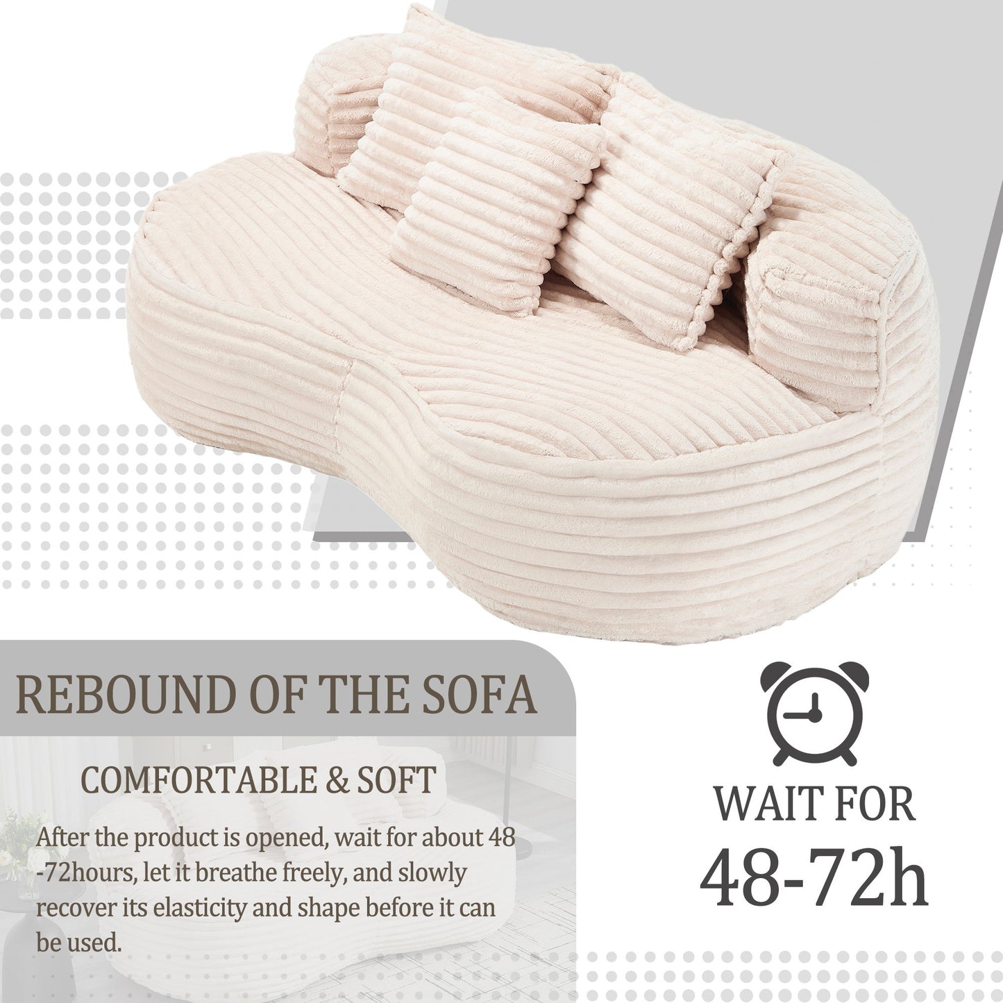 Bean Bag Sofa Lazy Sofa Comfort Lounger High Back Chair For Adults And Kids, Indoor & Outdoor - Beige