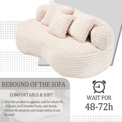 Bean Bag Sofa Lazy Sofa Comfort Lounger High Back Chair For Adults And Kids, Indoor & Outdoor - Beige