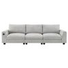 Sectional With Bluetooth Speaker Comfy Cloud Couch Set With Drop Down Table Cup Holders, USB Charger Storage Armrest Wide Seat Sofa - Gray