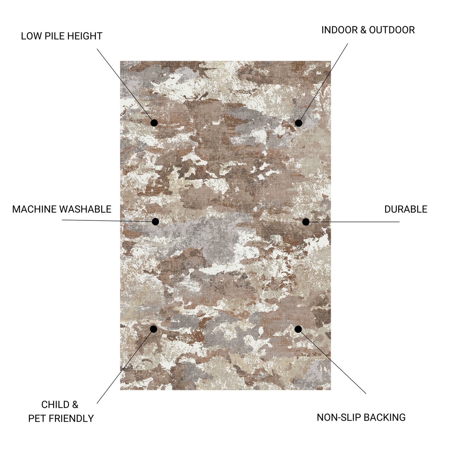 Sphinx - Indoor & Outdoor Washable Non - Slip Runner Rug - Cream / Brown