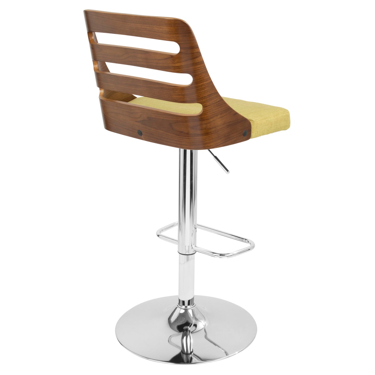 Trevi - Mid-Century Modern Adjustable Barstool With Swivel - Walnut / Green
