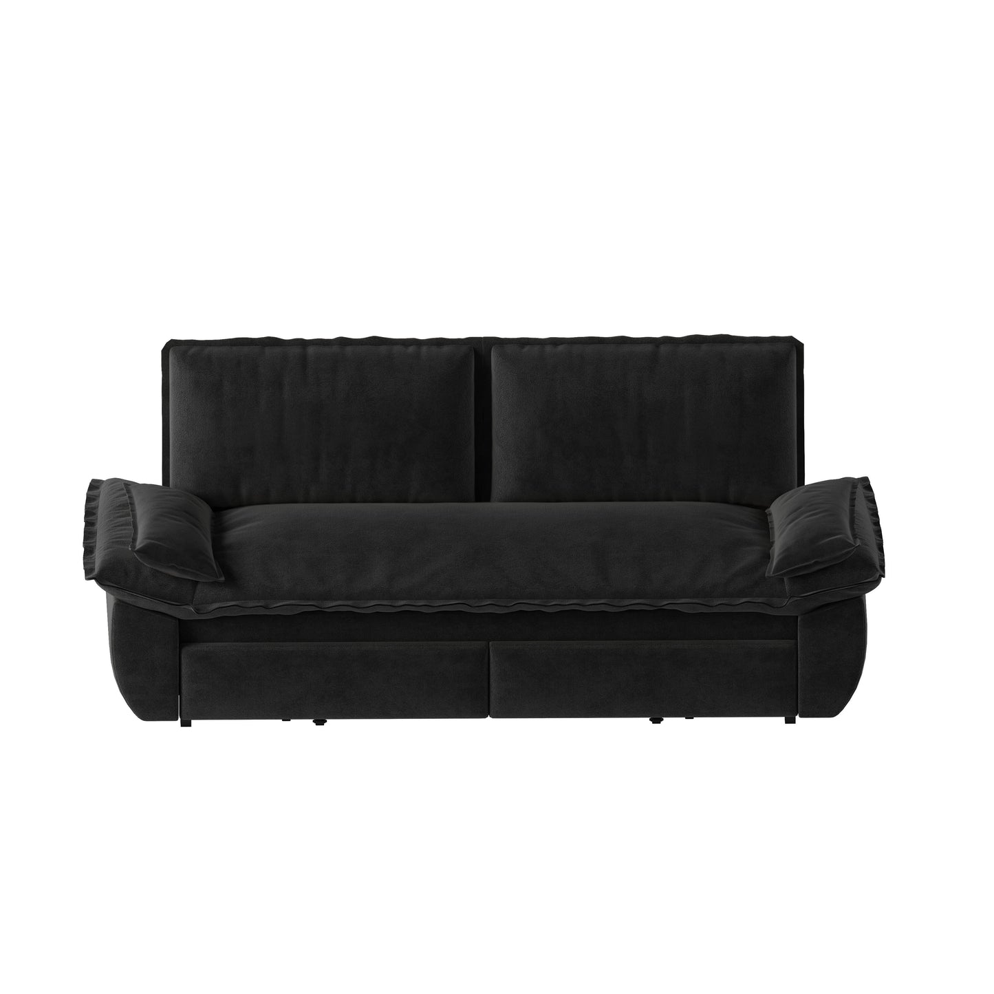 Queen Pull Out Sofa Bed, 3 In 1 Convertible Sleeper Sofa Multifunctional Velvet Loveseat Bed - Black