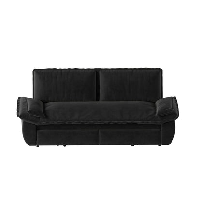 Queen Pull Out Sofa Bed, 3 In 1 Convertible Sleeper Sofa Multifunctional Velvet Loveseat Bed - Black