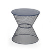 Zine - Outdoor Side Table With Hourglass Shaped And Iron Frame - Navy
