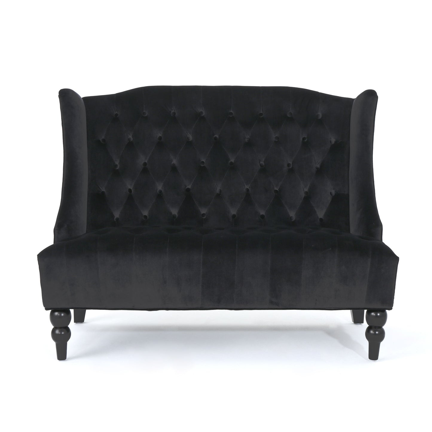 Nurturing - Upholstered Loveseat With Wing Back And Diamond Tufting - Black