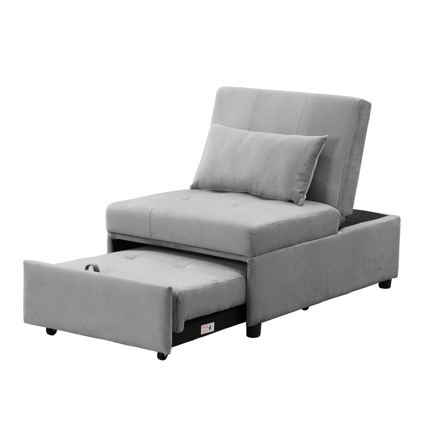 Stylish Folding Ottoman Sofa Bed With Multifunctional Design - Gray