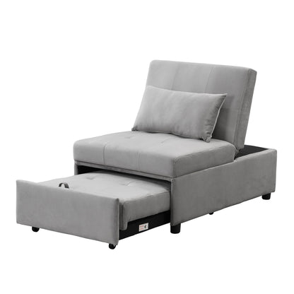 Stylish Folding Ottoman Sofa Bed With Multifunctional Design - Gray