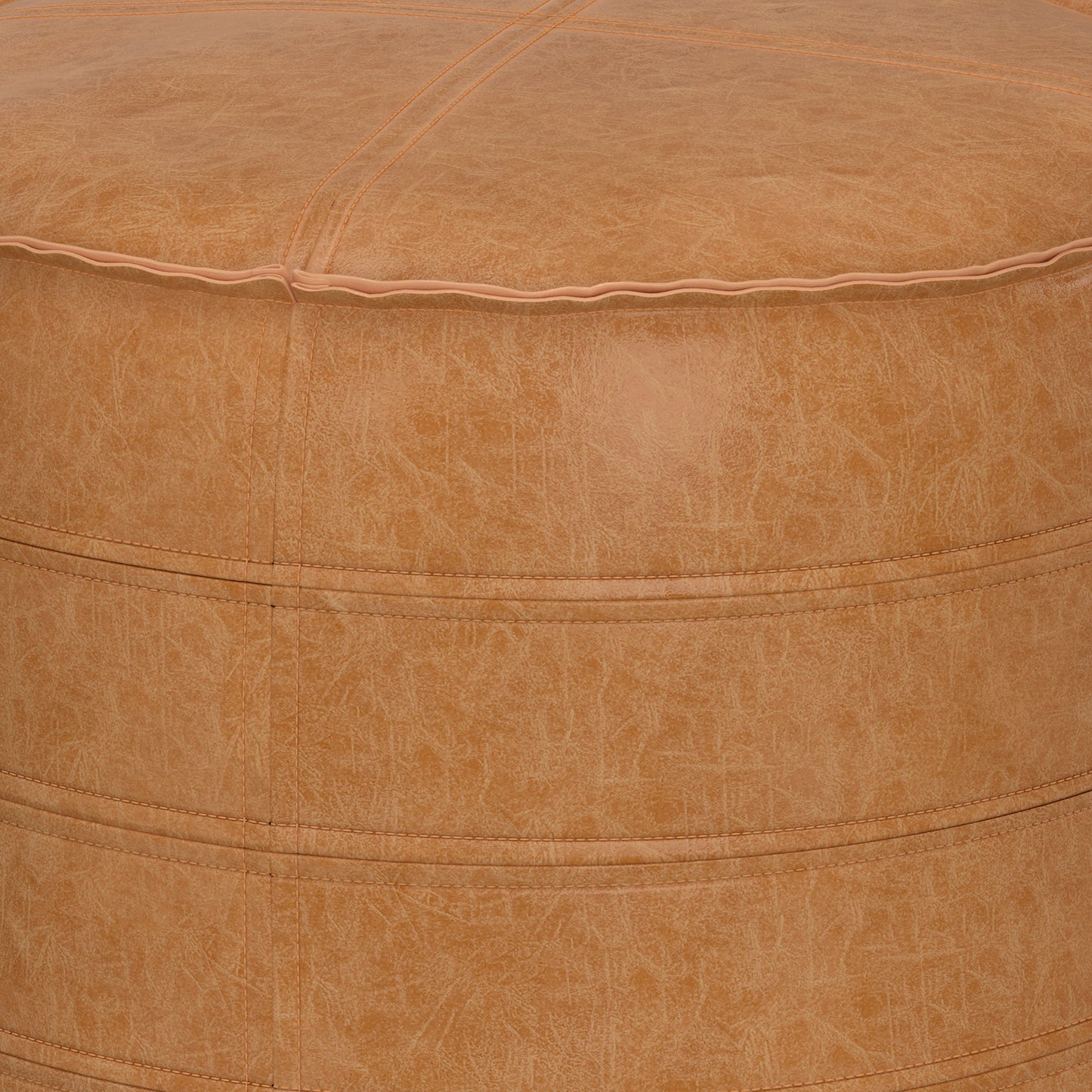 Brody - Round Pouf - Distressed Brown