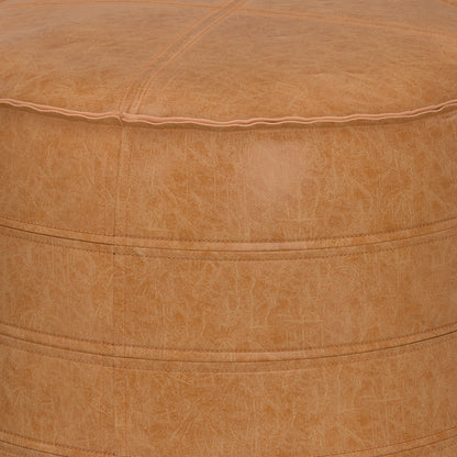 Brody - Round Pouf - Distressed Brown