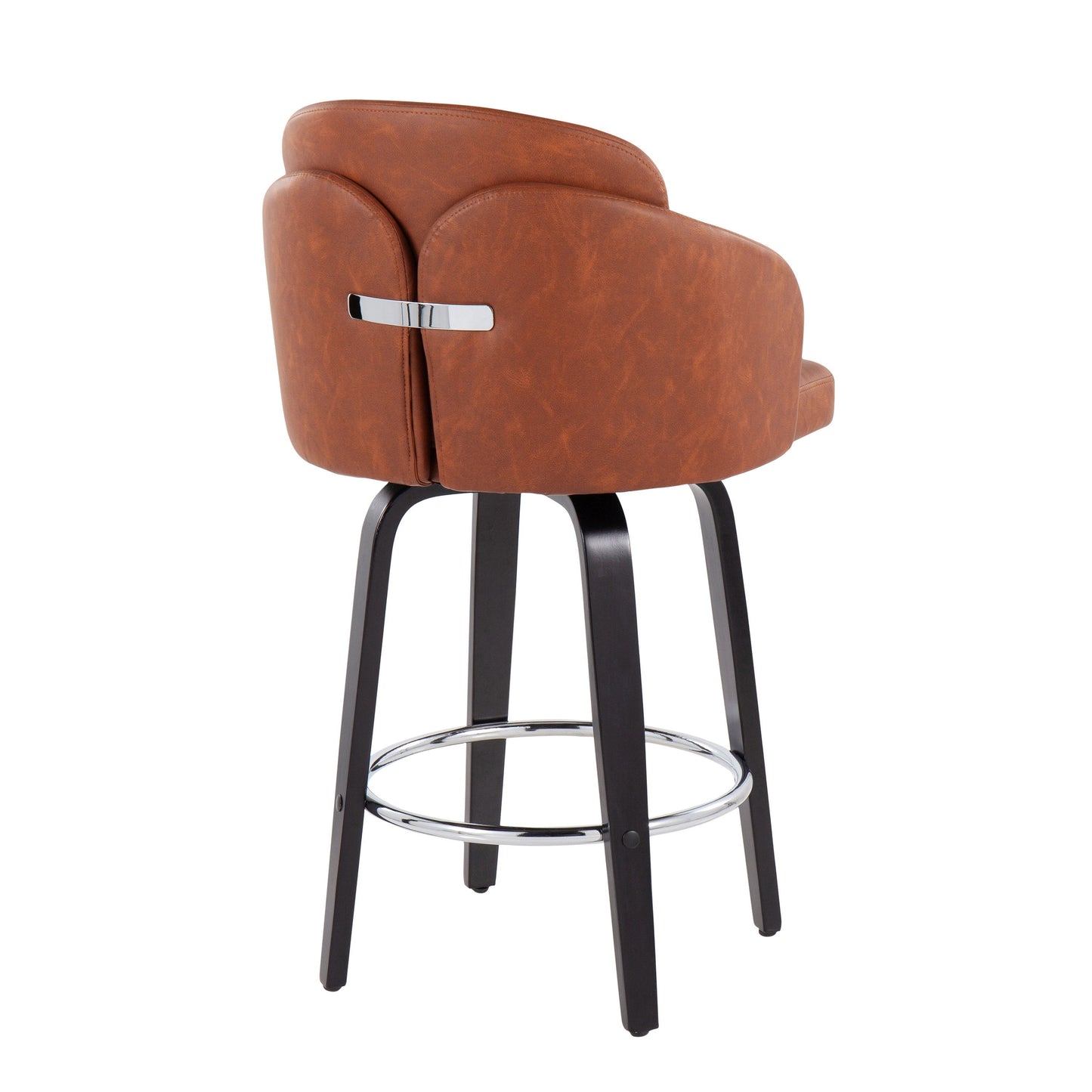Dahlia - Contemporary Counter Stool With Round Footrest (Set of 2) - Black / Camel