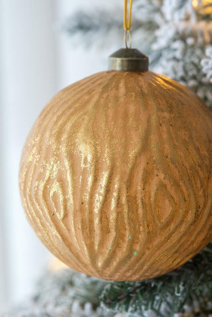 Christmas Ball Ornaments, Glass Decorative Hanging Ball Christmas Tree Ornaments For Holiday Party Decorations (Set of 4) - Gold