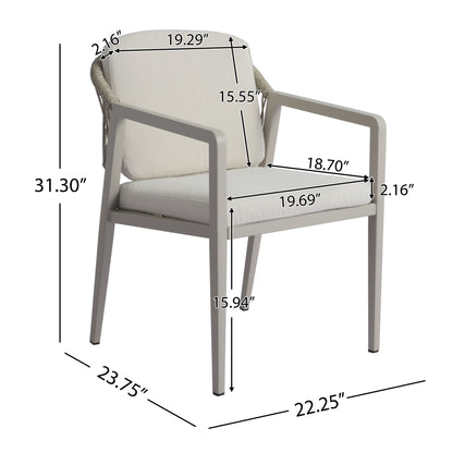 Modern Outdoor Dining Set With Expandable Acacia Wood Table And Iron Chairs - Gray