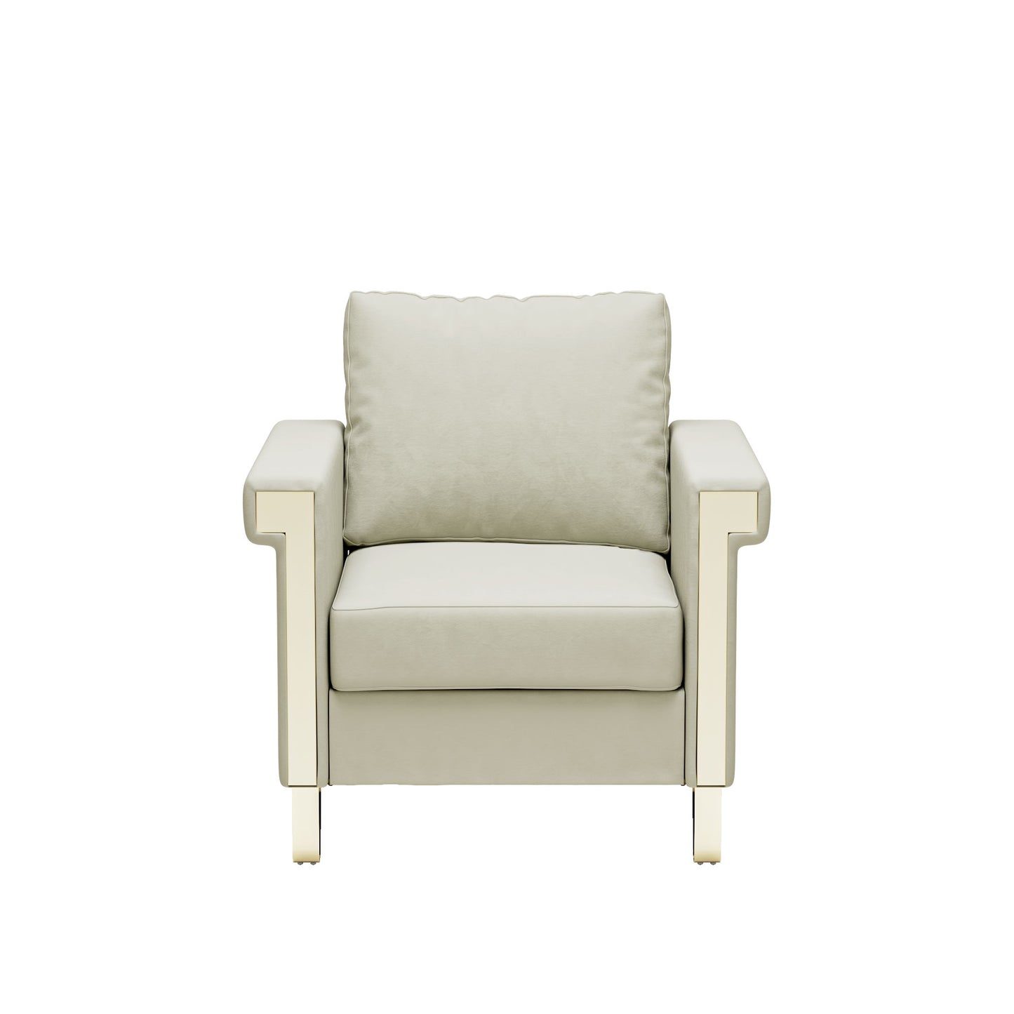 Shiny Velvet Chair With High Resilience Foam And Durable Metal Legs - Cream White