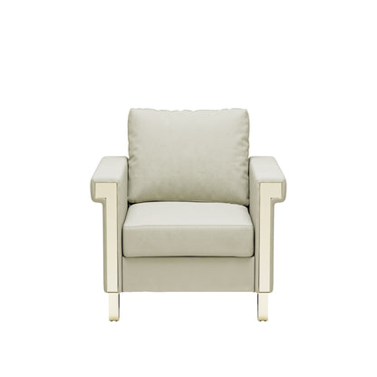Shiny Velvet Chair With High Resilience Foam And Durable Metal Legs - Cream White