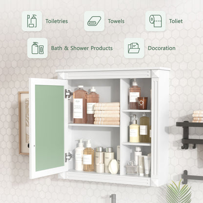 Bathroom Medicine Cabinet With Mirror, Wall Mounted Mirror Cabinet With Storage Organizer, Over The Toilet Storage White Storage Cabinet For Bathroom - White