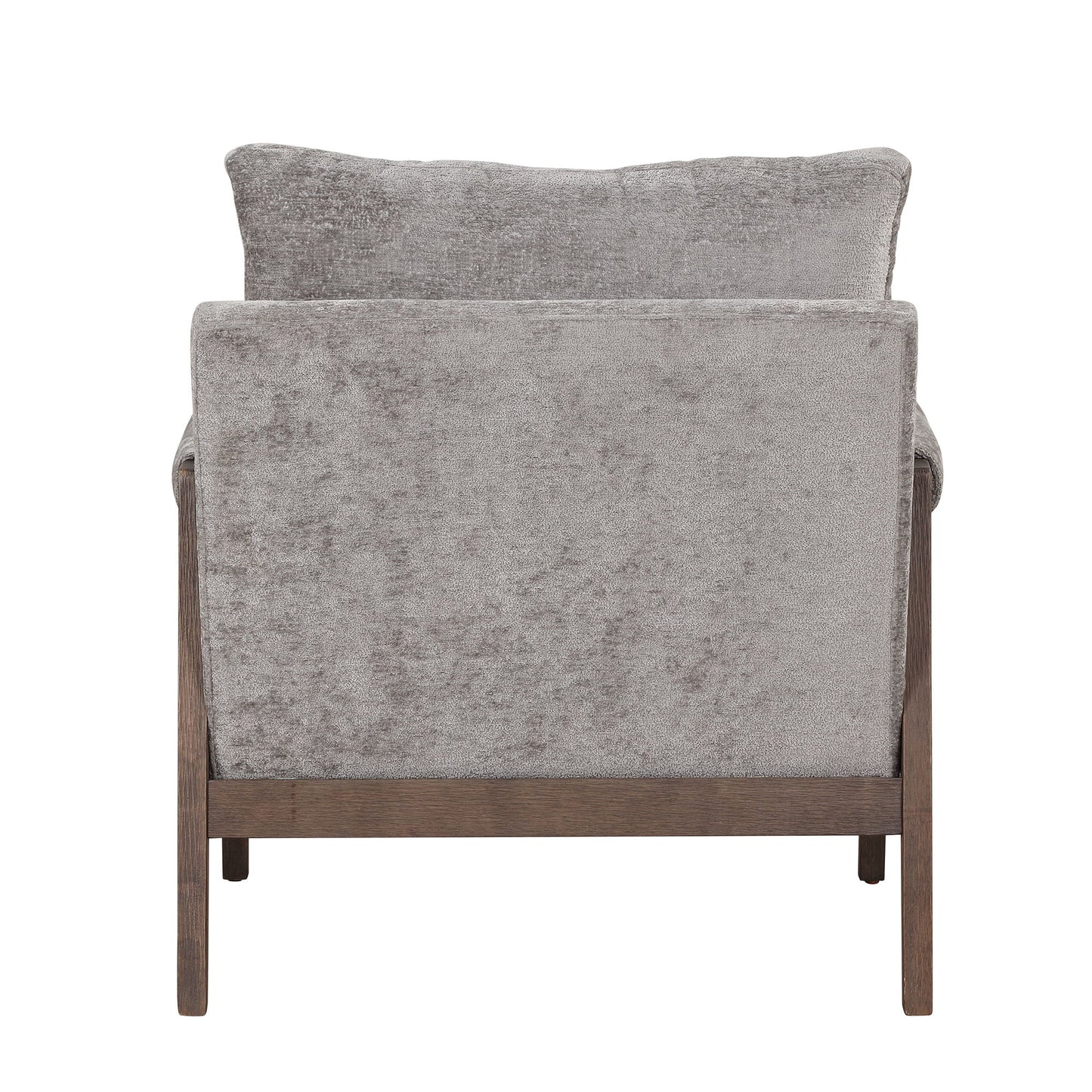 Mid-Century Modern Velvet Accent Chair, Leisure Chair With Solid Wood And Thick Seat Cushion For Living Room, Bedroom, Studio - Gray
