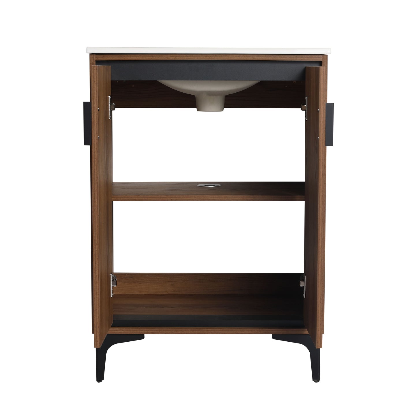 Modern 24'' Bathroom Vanity With Top Sink Storage Cabinet - Brown