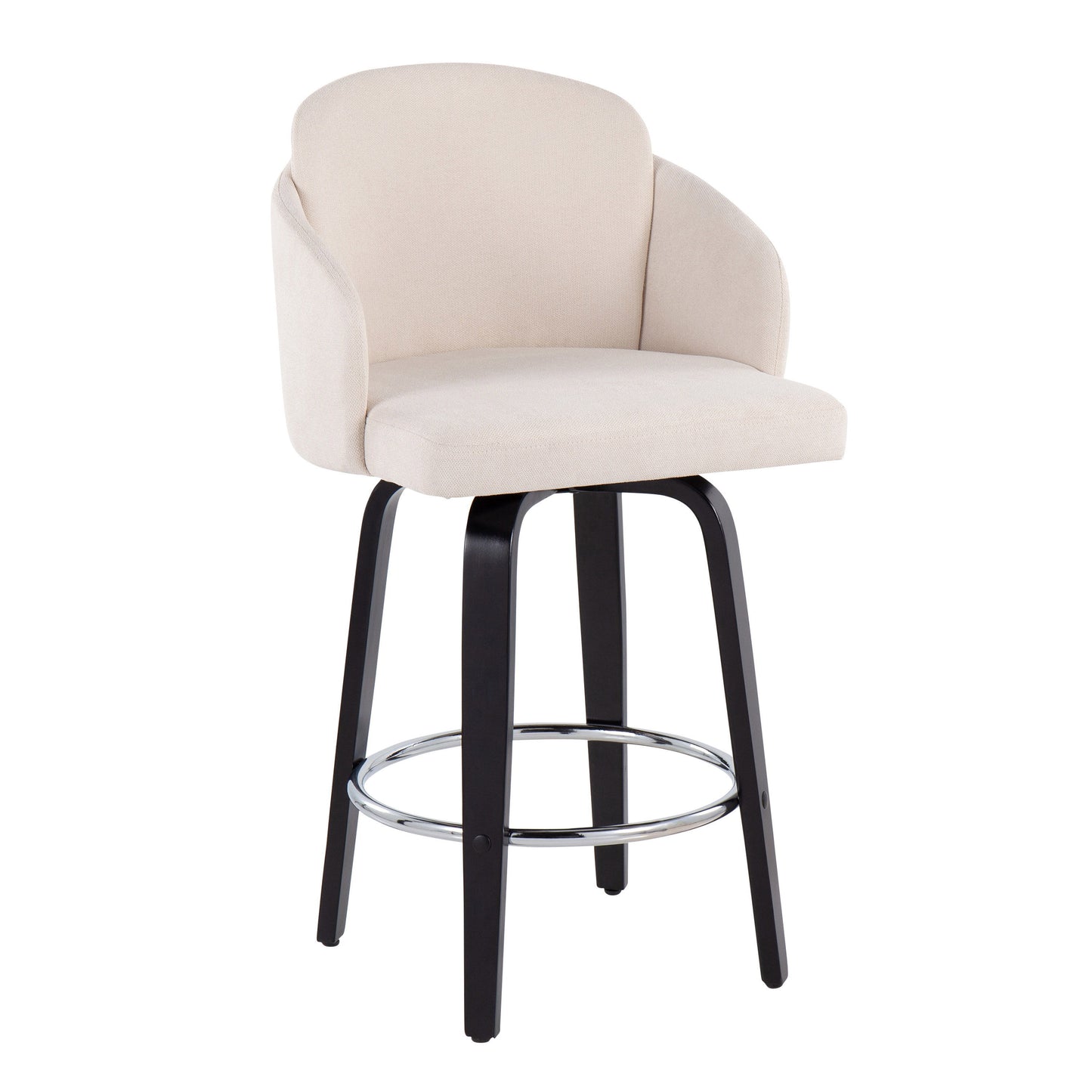 Dahlia - Contemporary Counter Stool With Round Footrest (Set of 2) - Black / Cream