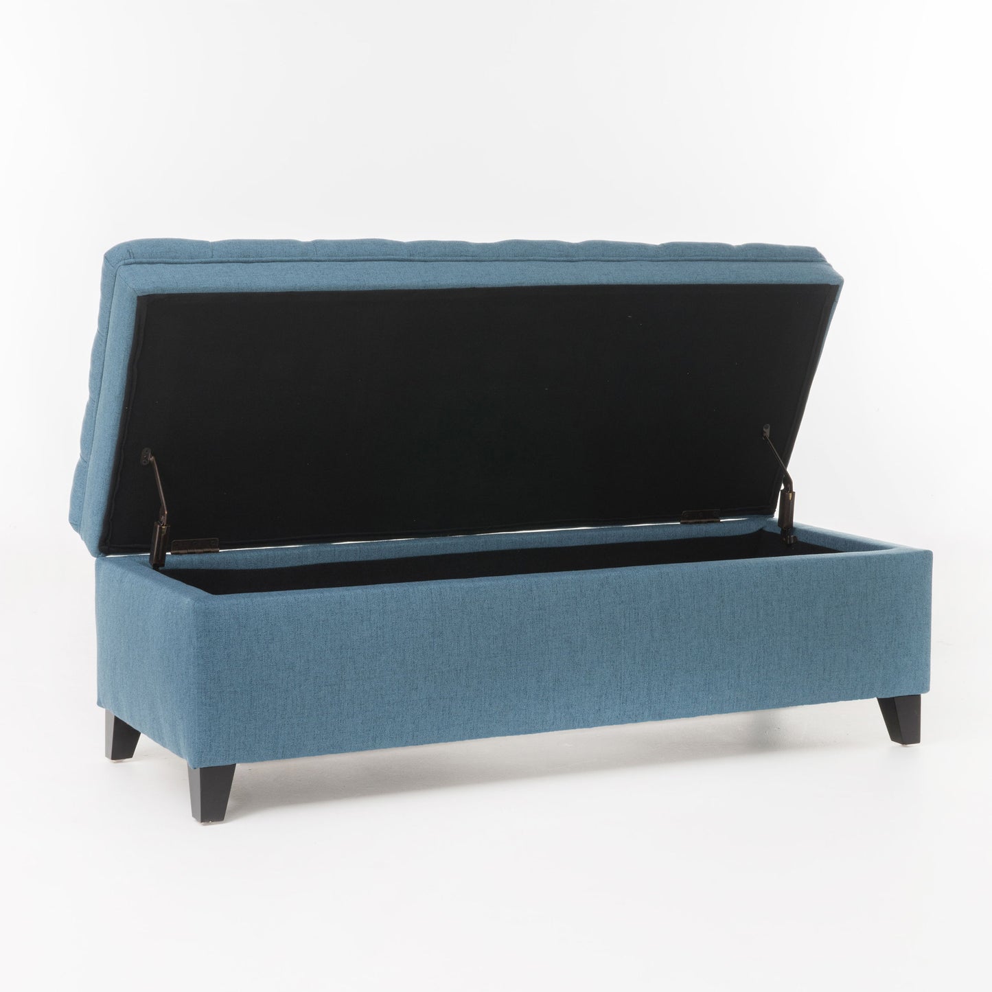 Juliana - Storage Ottoman With Stylish DesignÔøΩÔøΩÔøΩÔøΩÔøΩÔøΩÔøΩÔøΩÔøΩÔøΩÔøΩÔøΩÔøΩÔøΩÔøΩ Fabric And Birch Legs - Blue