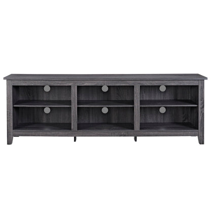 Modern Transitional 3 Shelf Open Storage 70" TV Stand For 80" TVs - Charcoal
