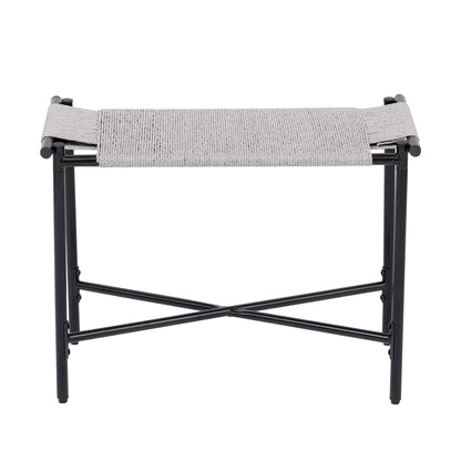 Boho Hand Woven Entryway Ottoman Vanity Chair Footrest Stool For Living Room Sofas - Gray