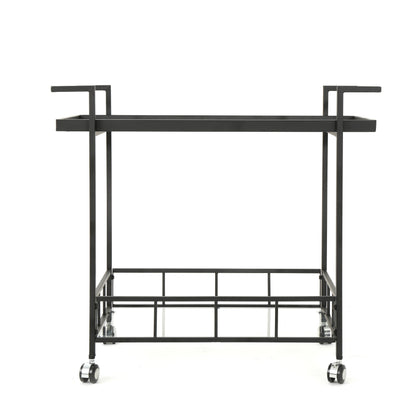 2 Tier Bar Cart, Utility Cart, Rolling Serving Cart, Kitchen Cart With Storage Shelves - Black