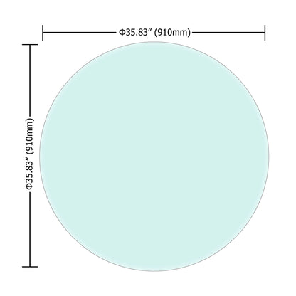 36" Round Tempered Glass Table Top Clear Glass 2 / 5" Thick Beveled Polished Edge - Transparent