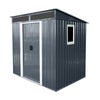 6Ft X 5Ft Outdoor Metal Storage Shed With Window And Transparent Plate For Garden, Lawn - Black / White