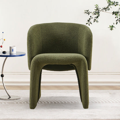 Modern Accent Chair Green Single Sofa Chair, Upholstered Side Chair Teddy Comfy Chair For Dining Room / Bedroom / Living Room / Reception 1 Piece - Green